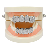 Grillz de haute qualité plaqué rhodium avec zircone cubique, bijoux pour hommes, ensemble de grillz dentaires hip-hop glacés pour fiançailles
