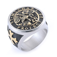 Bague Saint-Géorges en acier inoxydable pour homme, bague signet unique pour homme, bague antique Saint-Géorges et le dragon, bijoux cadeaux