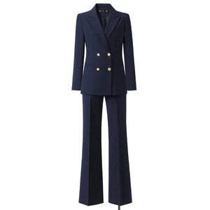 Women's Double-breasted Suit Set Grey Wool Blend Anti-wrinkle Office Lady Commute Professional Spring Autumn Winter - Product Image 5