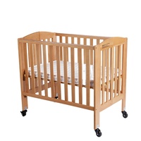 Lit bébé pliable en bois de hêtre de classe A EASTON, design européen, avec base de matelas réglable en hauteur, pour hôtel
