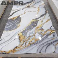 Panneau Mural à Coller en PVC Effet Marbre, Brillant UV, Impression 3D, 1,2*2,4m, Motif Personnalisé, Décoratif Blanc, Design Modèle 3D, 5 Ans