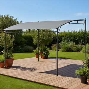 Pergola Gazebo da Esterno 3x3m Grigio con Telaio in Metallo, Tettoia Parasole per Veranda, Patio, Terrazza, Giardino - Product Image 2