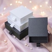 Boîte à tiroir, boîte cadeau, neutre, polyvalente, noire nacrée, en carton rigide, rectangulaire, personnalisable, boîte d'emballage à tiroir, en stock
