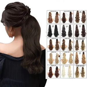 Curly Ponytail Extension 22 Inch Natural Wavy Hairpiece Wrap Around Long Pony Tail Extension Synthetic Heat-Resisting Hairpiece