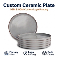 Ensemble de 6 assiettes plates en céramique personnalisées, 10,5 pouces, bord haut, vaisselle moderne, vaisselle de cuisine en porcelaine, plats de service