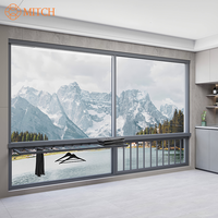 Grande fenêtre coulissante en verre pour appartements - Fenêtre coulissante à cadre en aluminium à isolation thermique avec barreaux de sécurité