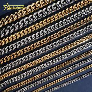 Hete Aanbieding 316L RVS Cubaanse Schakelketting 925 Zilver VVS D <span class=keywords><strong>Moissanite</strong></span> Iced Out Slot Sieraden Miami Cubaanse Armband Ketting - Product Image 3