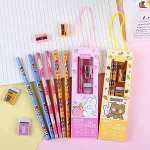 ชุดเครื่องเขียนการ์ตูน 5 in 1 สำหรับเด็กนักเรียน ดินสอไม้ HB พร้อมกบเหลาดินสอ ยางลบ ชุดอุปกรณ์การเรียนแบบพกพา ของขวัญ - Product Image 1
