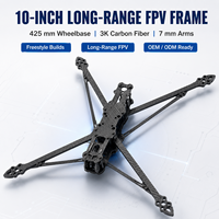 Kit de châssis de drone FPV en fibre de carbone CNC personnalisé de 10 pouces, empattement de 425 mm avec bras de 7 mm pour quadricoptère longue portée et freestyle
