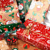 Papier cadeau kraft à motifs de Noël, recyclable, papier de soie artisanal pour emballages de cadeaux de Noël et du Nouvel An