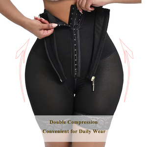 Bragas de compresión firmes para mujer, bragas con control de barriga, faja ajustable para levantar los glúteos, entrenador de cintura, pantalones cortos ajustados con cremallera dorada - Product Image 4