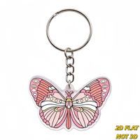 Porte-clés en acrylique papillon rose, design aile style vitrail délicat, breloque transparente durable pour clés, sacs, sacs à dos