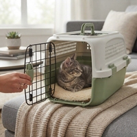 Caisse de transport moderne verte et blanche pour petits animaux, avec ventilation, pour chat et chien, conteneur de voyage portable, maison pour animaux