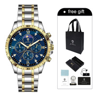 Montre à quartz classique pour homme Gohuos 9809, vente en gros, avec accessoires, résistante à l'eau, en acier inoxydable, avec date luminescente