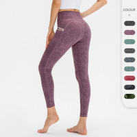OEM Gerippte High-Waist Camouflage Yoga-Leggings mit Taschen, Schnelltrocknend, Atmungsaktiv, Leicht, aus Spandex/Polyester für