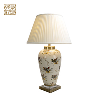 Lampe de table électrique vintage en porcelaine chinoise avec abat-jour tambour, design européen pour la décoration intérieure, garantie Trade Assurance