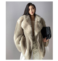 Manteau d'Hiver Épais et Chaud en Fausse Fourrure de Vison à Grande Peau, Col Large, Long, de Luxe pour Femme, Veste Manteau d'Extérieur