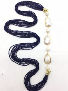 Kesim boncuk doğal barok İnci doğal taş çok katmanlı abartılı kolye - Product Image 5