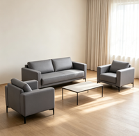 Ensemble de canapés en cuir PU gris 1+1+3, ensemble de canapés modernes économiques pour salon, bureau à domicile et usage commercial