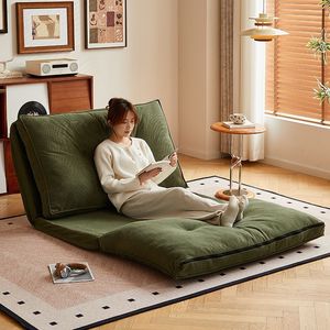 Folding <b>Sofa</b> Bed Single Size Green Corduroy Fabric Living Room Floor Mattress Chair With Pillow <b>Support</b> For Relaxation And - Product Image 3