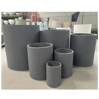 Gros pot de fleur rond en ciment Grands pots de fleurs en fibre de verre Pots de jardin extérieur en fibre de verre pour plantes