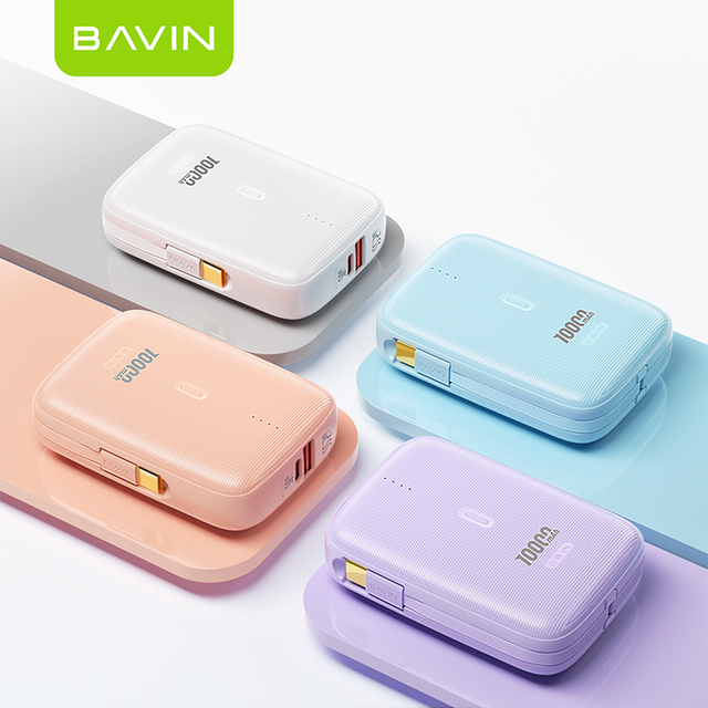 BAVIN Wholesale PC1090 10000mah 22.5w Fast Charging Type c Power Bank with Charging Cable