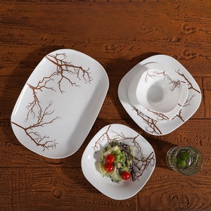 Bán Buôn Trắng Opal Bữa Ăn Tối Tấm Hình Bầu Dục Hình Vuông Bộ Đồ Ăn Quay Đặt Bữa Ăn Tối Với Thiết Kế Decal Chất Lượng Cao Bát - Product Image 1