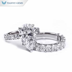 Tianyu 15x9mm corte de pera laboratorio cultivado moissanite diamante 14K 18K 10K oro sólido platino compromiso boda banda anillo conjuntos - Product Image 2
