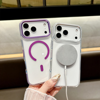 Coque de téléphone magnétique antichoc transparente en PC + TPU pour iPhone 17 Air 16e 16 15 14 Plus 13 12 11 Pro Max