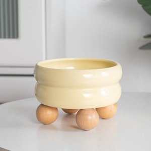 Tazón de Cerámica para Perros y Gatos al por Mayor, Tazón Elevado para Comida y Agua para Mascotas, Tazón de Cerámica para Gatos con Soporte de Madera de Bambú - Product Image 2