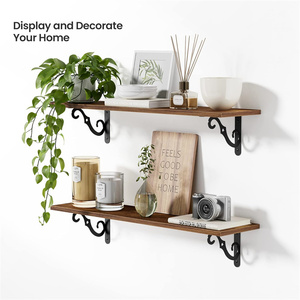 Uzun duvar rafları ev dekor için büyük yüzen raflar yatak odası için parantez ile <span class=keywords><strong>2</strong></span> geniş duvara monte raflar Set - Product Image 6