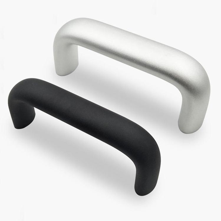 Modern U Type Tubular Handle With M6 Threaded Hole Black and Silver Aluminium Alloy for Cabinets