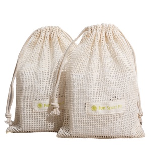 Pochette en coton biologique réutilisable et recyclable avec cordon de serrage pour économiser le savon et les soins du corps sous la douche - Product Image 1