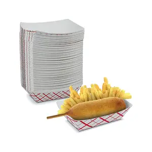 Take away Food Container Food Boat Tray Paper Hot Dog Kraft Paper Biodegradable Food Storage Container For French Fries