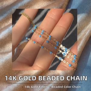 <span class=keywords><strong>Lovestory</strong></span> E632 Cadena de Moda Chapada en Oro de 14k con Cuentas Coloridas, Cadena de Rodillo Permanente para Joyería y Confección de Prendas - Product Image 3