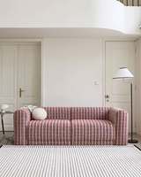Petit canapé moderne en tissu à trois places, à carreaux rouge et blanc, style coréen, couleur crème, pour blogueurs, rangée droite, familial, gonflable, pour villa