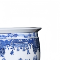 Grand pot à plantes en porcelaine bleue et blanche peint à la main, pot en céramique rétro chinois, pot de mariage écologique, durable, décoratif pour table