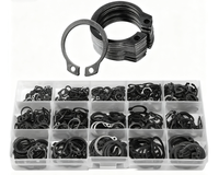 Panqi DIN471 Split 175PCS Assortment Kit M5-M25 Sizes Retaining Ring 40-55Hrc Black Oxide 65Mn Steel Shaft