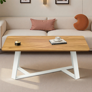 Grande table basse moderne avec structure en métal, pieds antidérapants, table centrale stable pour la maison, le bureau ou la salle de séjour - Product Image 4