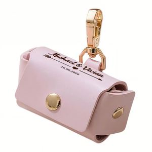 Custom <b>Name</b> Date <b>Dog</b> <b>Collar</b> Leather Wedding Ring Pouch, Proposal Engagement Jewelry Box - Product Image 3