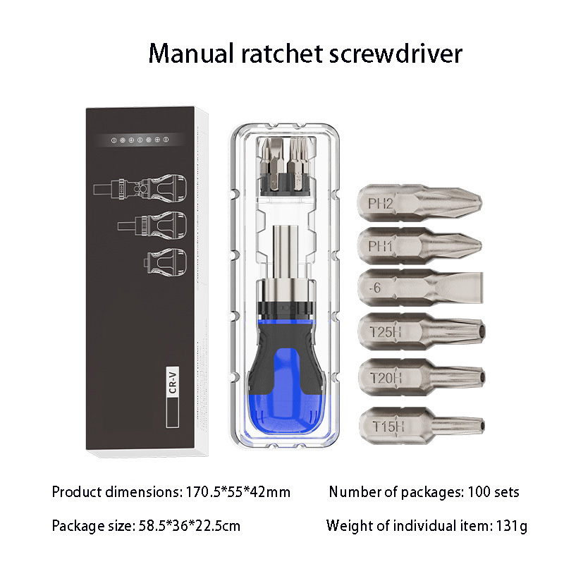 7-in-1 Fixed Wheel Carrot Head Screwdriver * Blue
