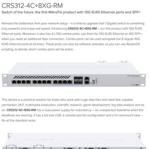 สวิตช์เครือข่าย MikroTik CRS312-4C+8XG-RM - Product Image 2