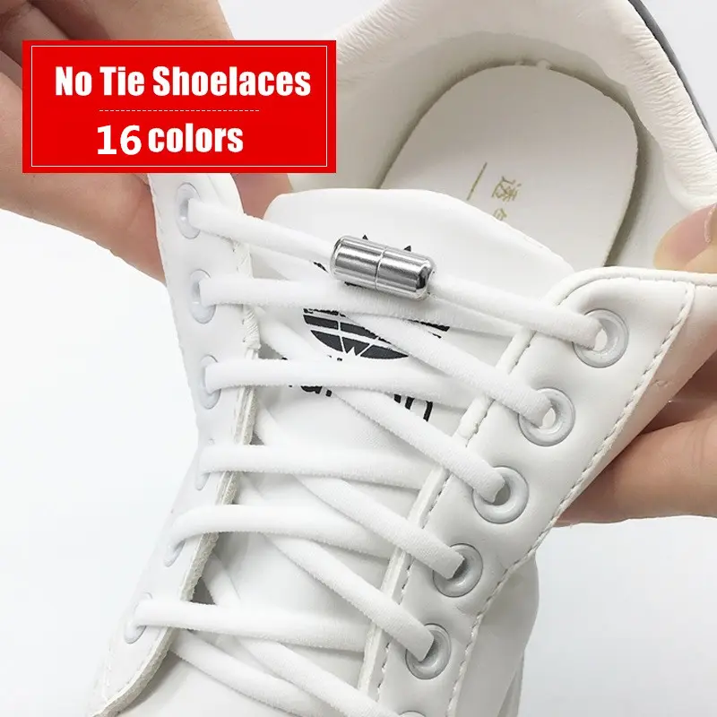 Elastic No Tie Cadarços para Sneakers Colorido Metal Lock para Crianças Adulto Semicírculo Cadarços Rápida Lazy Cápsula Buckle Laces