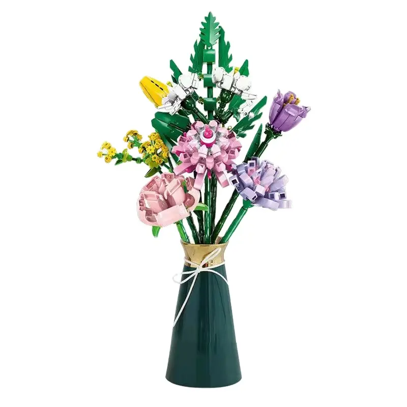 Hot sale Sembo block flowers cheap toys artifical flower gril gift legos flower bouquet