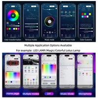 ZHISIN Lumière d'ambiance magique 18-en-1 pour voiture avec bandes acryliques noires, anneaux LED arc-en-ciel, synchronisation musicale, 12V, ajustement universel