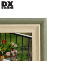 DX DESIGNS Cadre photo en bois et cuir PU vert 4x6 5x7 8x10, double couche, pour bureau, chambre, salon, salle à manger, décoration de maison de style farmhouse