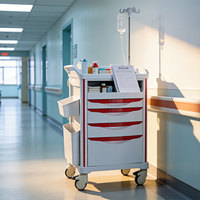 Chariot de Traitement Médical Multifonctionnel en ABS Épaissi et Alliage d'Aluminium pour Anesthésie et Distribution de Médicaments, Durable, pour Hôtels