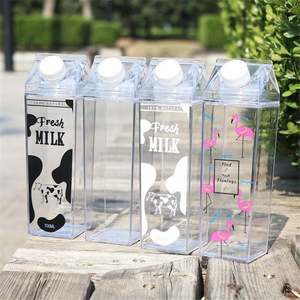 Wholesales <b>Clear</b> Plastic Acrylic Milk Carton <b>Water</b> <b>Bottle</b> Botella De Agua De Carton De Transparent Leche Bouteille En Carton - Product Image 5