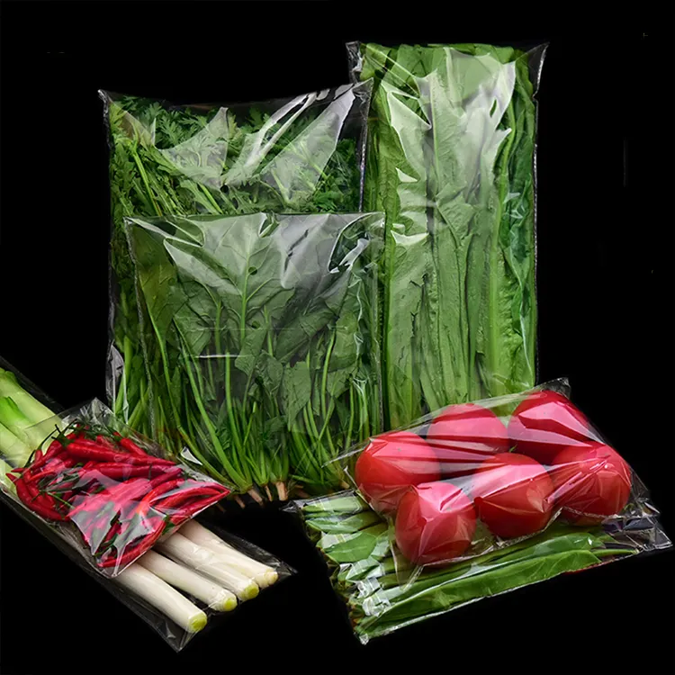 Personalizza il sacchetto di lattuga trasparente in Cellophane BOPP di alta qualità con micro fori perforati sacchetto di imballaggio vegetale sacchetto antiappannamento