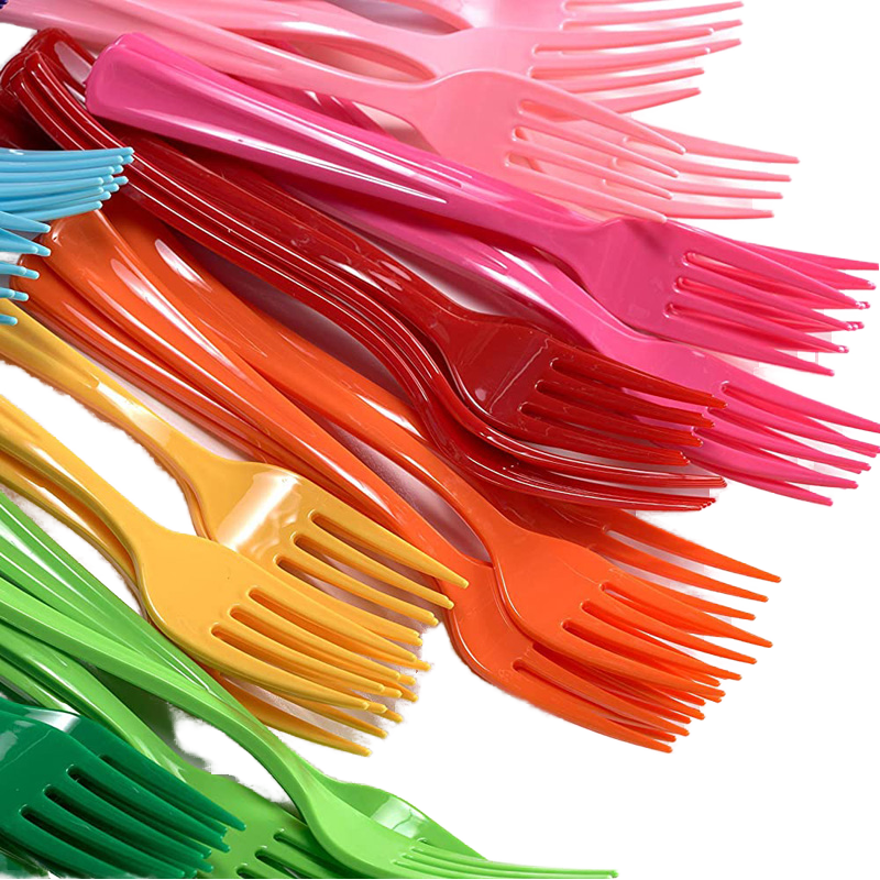 Premium Disposable Cutlery Tableware Pastel Blue Yellow Pink Black Purple Green-Premium Plastic Forks Knives Spoons for Parties
